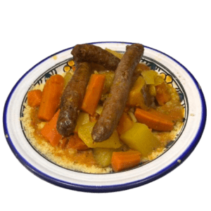 Couscous traditionnel aux légumes de saison et merguez